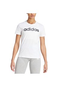 Adidas - Koszulka adidas Sportswear Loungwear Essentials Slim Logo GL0768 - biała. Kolor: biały. Materiał: bawełna. Długość rękawa: krótki rękaw. Długość: krótkie