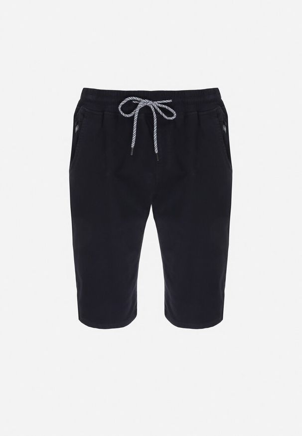 Born2be - Granatowe Szorty Casual z Wiązaniem i Gumką w Pasie Nasine. Okazja: na co dzień. Kolor: niebieski. Styl: casual