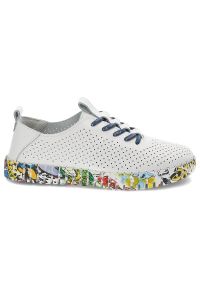 Białe Półbuty Artiker Wygodne Sneakersy Damskie. Okazja: na spacer. Kolor: biały. Materiał: skóra. Szerokość cholewki: normalna #5