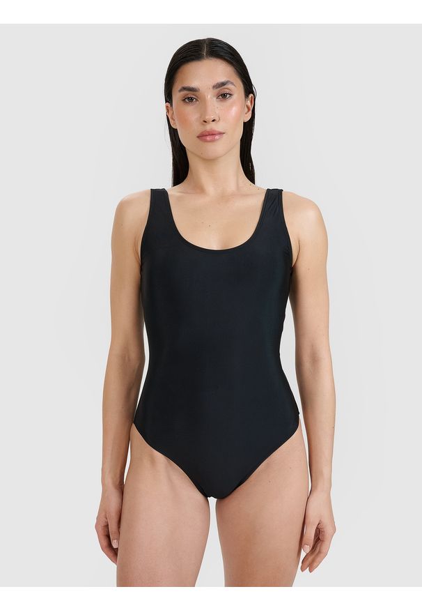 4f - 4F Kostium kąpielowy jednoczęściowy damski - czarny XS. Kolor: czarny. Materiał: włókno, syntetyk, materiał, elastan