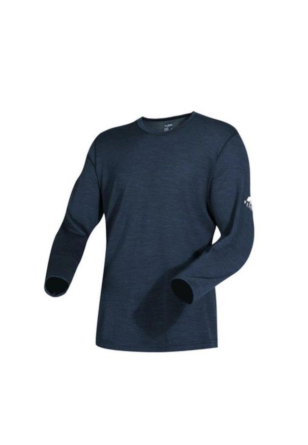 FJORK MERINO - Koszulka z długim rękawem męska 100% wełny merynosów - Finn 210. Kolor: niebieski. Materiał: wełna. Długość rękawa: długi rękaw. Długość: długie