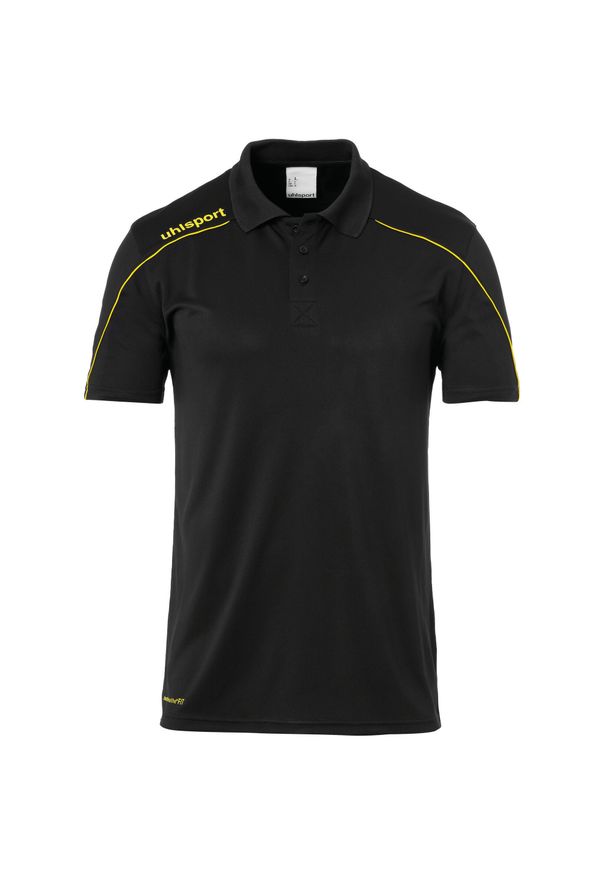UHLSPORT - Polo Uhlsport Stream 22. Typ kołnierza: polo. Kolor: czarny, wielokolorowy, żółty. Materiał: materiał, poliester. Sport: fitness, piłka nożna