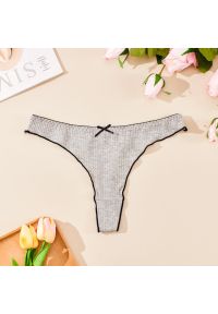 Intica - Stringi prążkowane z falbanką eleganckie Duilia. Kolor: szary. Materiał: prążkowany