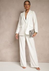 Renee - Biała Pudełkowa Marynarka z Imitacją Kieszeni Vivisae. Okazja: na co dzień, do pracy. Kolor: biały. Materiał: jeans. Styl: casual #5
