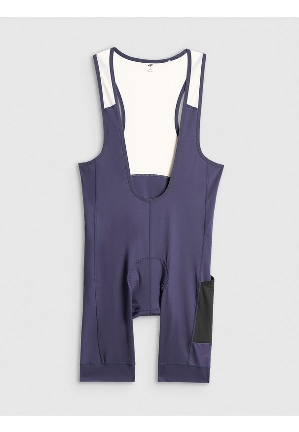 4f - 4F Spodenki kolarskie z żelową wkładką męskie - granatowe XXL. Kolor: niebieski. Materiał: włókno, materiał. Długość: długie. Sport: kolarstwo