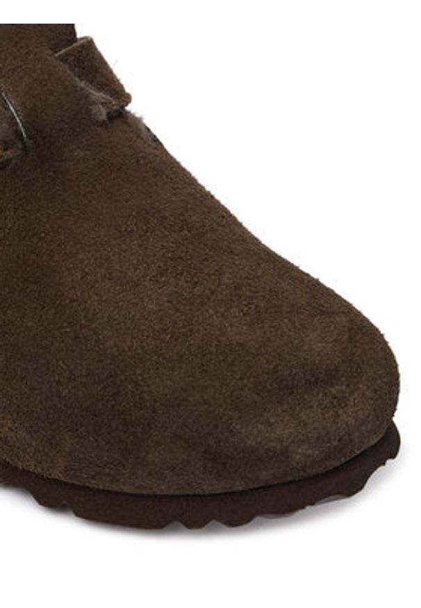 Birkenstock Klapki Boston Fur 1020529 Brązowy. Kolor: brązowy. Materiał: zamsz, skóra