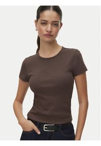 Vero Moda T-Shirt Chloe 10306894 Brązowy Tight Fit. Kolor: brązowy. Materiał: bawełna #3