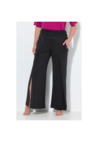 ULLA POPKEN - Damskie Spodnie ochrona przed promieniowaniem UV 50+ szerokie nogawki. Kolekcja: plus size. Kolor: czarny. Materiał: elastan, poliester, materiał. Sport: joga i pilates