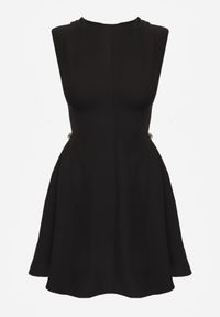 Renee - Czarna Rozkloszowana Sukienka Bez Rękawów z Odpinanymi Aplikacjami w Pasie Maridina. Okazja: na imprezę. Kolor: czarny. Długość rękawa: bez rękawów. Wzór: aplikacja. Styl: elegancki #4