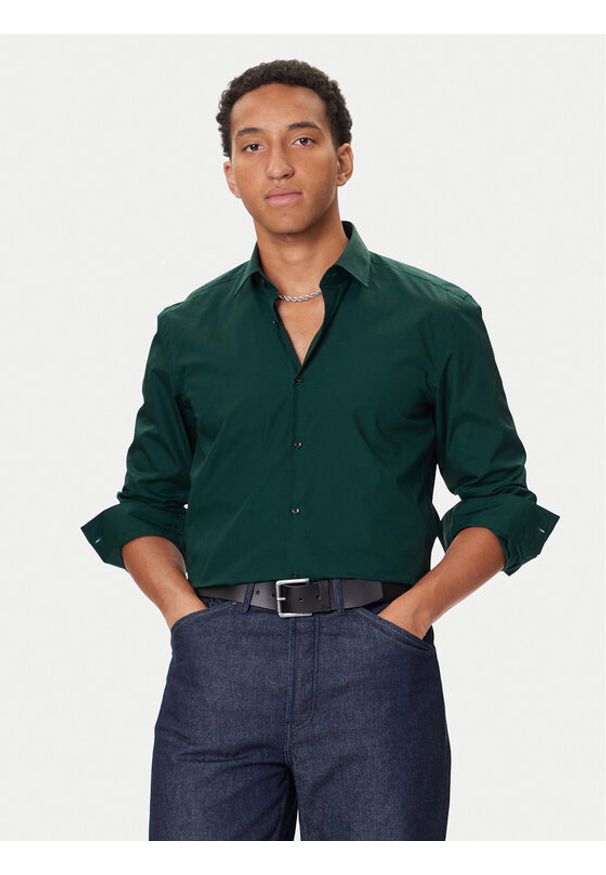 Hugo - HUGO Koszula Kenno 50289499 Zielony Slim Fit. Kolor: zielony. Materiał: bawełna