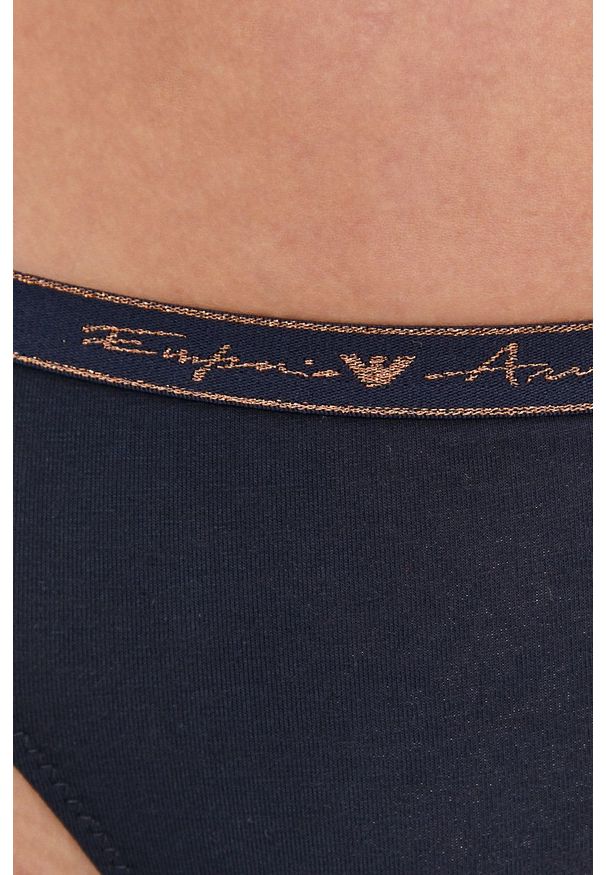 Emporio Armani Underwear - Emporio Armani - Stringi. Kolor: niebieski. Materiał: materiał