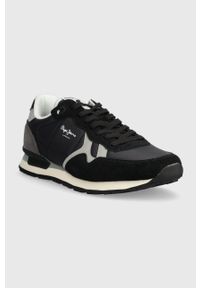 Pepe Jeans sneakersy BRIT REFLECT M kolor czarny PMS30985. Nosek buta: okrągły. Zapięcie: sznurówki. Kolor: czarny. Materiał: guma #5