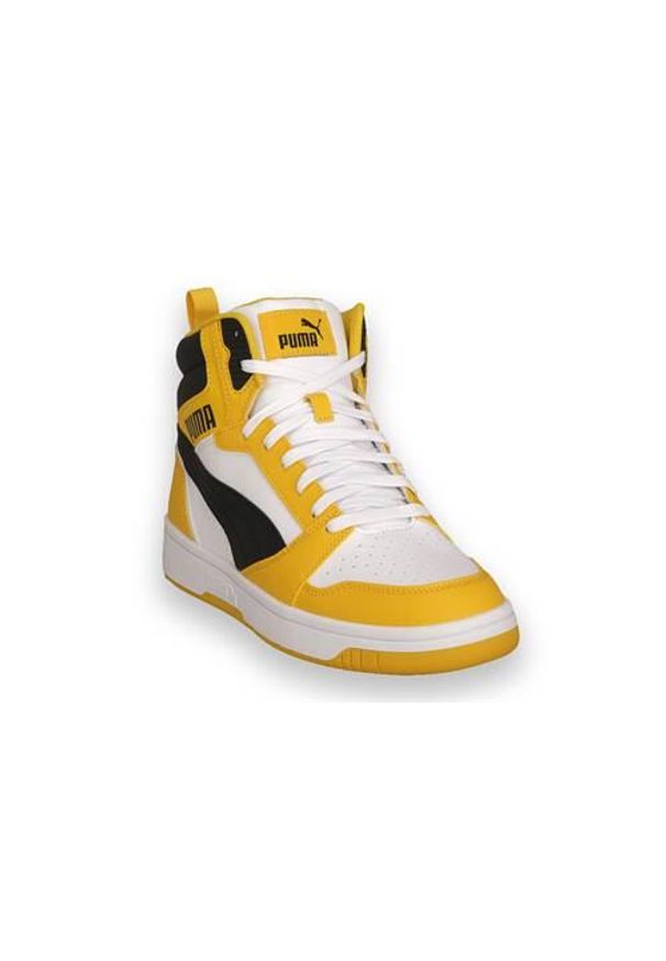 Buty do chodzenia męskie Puma 27 Rebound V6 Hi. Zapięcie: sznurówki. Kolor: wielokolorowy. Materiał: materiał, syntetyk, tkanina. Szerokość cholewki: normalna. Sport: turystyka piesza