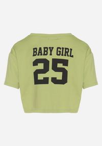 Born2be - Zielony Bawełniany T-shirt Oversize o Krótkim Kroju Zariona. Okazja: na co dzień. Kolor: zielony. Materiał: bawełna. Długość: krótkie. Wzór: aplikacja. Styl: klasyczny, elegancki, casual #7