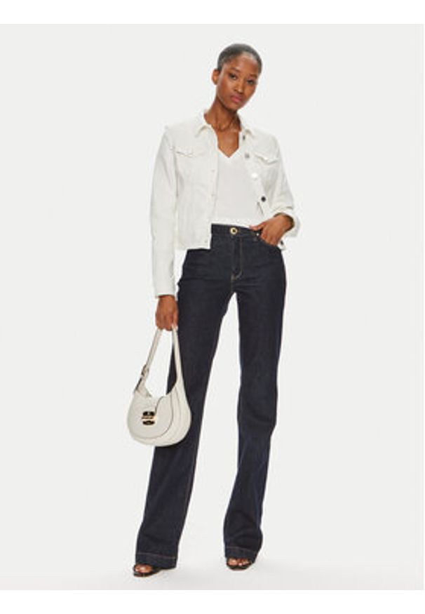 Morgan Kurtka jeansowa 221-VPOM1 Biały Slim Fit. Kolor: biały. Materiał: syntetyk, bawełna