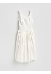 Reserved - Sukienka z ozdobnym wiązaniem - złamana biel. Materiał: bawełna, tkanina