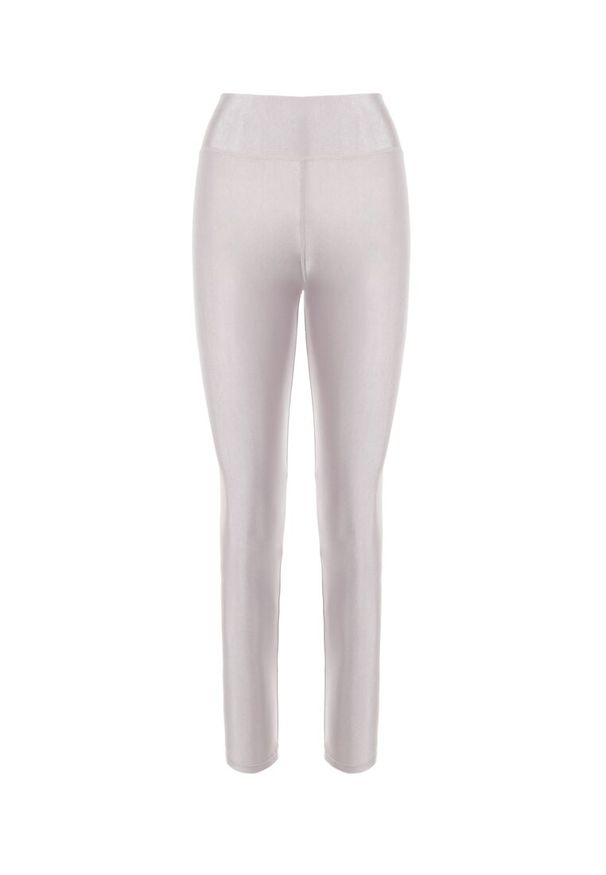 Born2be - Jasnoszare Legginsy Halareo. Kolor: szary. Materiał: dzianina. Długość: długie. Wzór: gładki