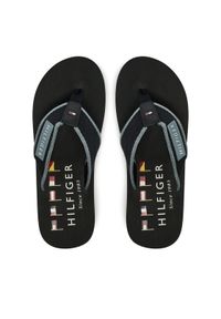 TOMMY HILFIGER - Tommy Hilfiger Japonki Patch Hilfiger Beach Sandal FM0FM05435 Czarny. Kolor: czarny. Materiał: materiał