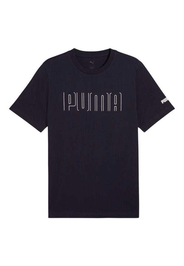 Puma - Męska Graficzna Koszulka Sportowa. Kolor: niebieski. Sport: turystyka piesza