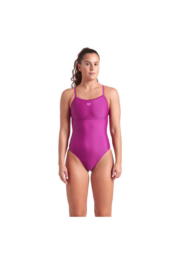Damski kostium kąpielowy 1-częściowy Arena Solid Lightdrop Back. Kolor: fioletowy. Materiał: materiał