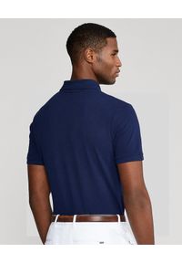 Ralph Lauren - RALPH LAUREN - Granatowa koszulka polo Custom Slim Fit. Typ kołnierza: polo. Kolor: niebieski. Materiał: bawełna, elastan, tkanina. Wzór: haft, prążki #3