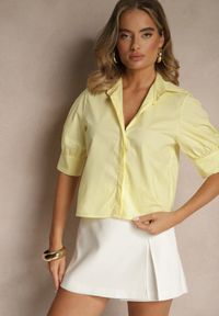 Renee - Żółta Koszula z Bawełny z Bufiastymi Rękawami Silanira. Okazja: na co dzień. Kolor: żółty. Materiał: bawełna. Styl: elegancki, casual #5