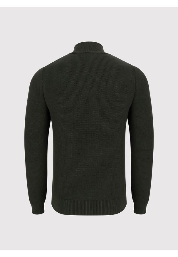 Pako Lorente - PAKO LORENTE – Ciemnozielony sweter męski z bawełny organicznej. Typ kołnierza: kołnierzyk stójkowy. Kolor: zielony. Materiał: bawełna. Sezon: zima, jesień