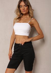 Renee - Czarne Bermudy Szorty High Waist z Bawełny Vimaly. Stan: podwyższony. Kolor: czarny. Materiał: bawełna. Sezon: lato. Styl: elegancki