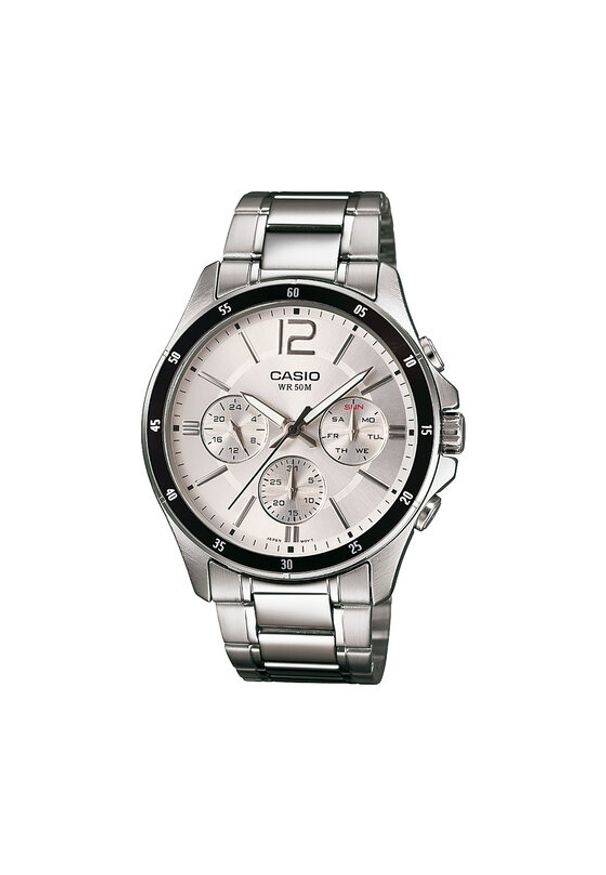 Casio Zegarek MTP-1374PD-7AVEF Srebrny. Kolor: srebrny