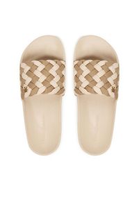 TOMMY HILFIGER - Tommy Hilfiger Klapki Th Braided Pool Slide FW0FW09203 Beżowy. Kolor: beżowy. Materiał: materiał #5
