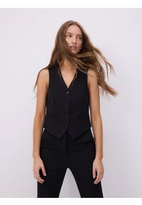Reserved - Kamizelka z dodatkiem wiskozy - czarny. Kolor: czarny. Materiał: wiskoza #1