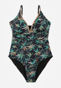 Born2be - Czarny Strój Kąpielowy w Liściasty Wzór Corravia. Kolekcja: plus size. Kolor: czarny #5