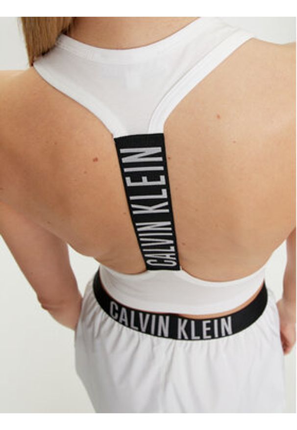 Calvin Klein Swimwear Top KW0KW02481 Biały Slim Fit. Kolor: biały. Materiał: bawełna