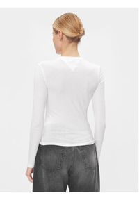 Tommy Jeans Bluzka Essential DW0DW17358 Biały Slim Fit. Kolor: biały. Materiał: bawełna #4