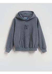 Reserved - Bluza z kapturem - niebieski. Typ kołnierza: kaptur. Kolor: niebieski. Materiał: dzianina, bawełna