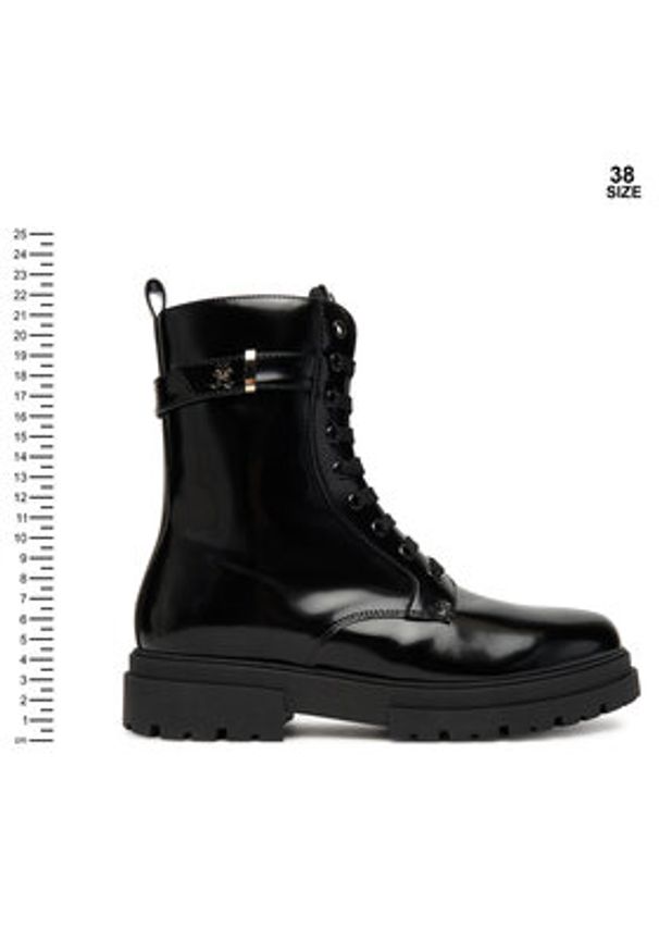 TOMMY HILFIGER - Tommy Hilfiger Trapery Lace-Up Bootie T4A5-34028-1453 D Czarny. Kolor: czarny. Materiał: skóra