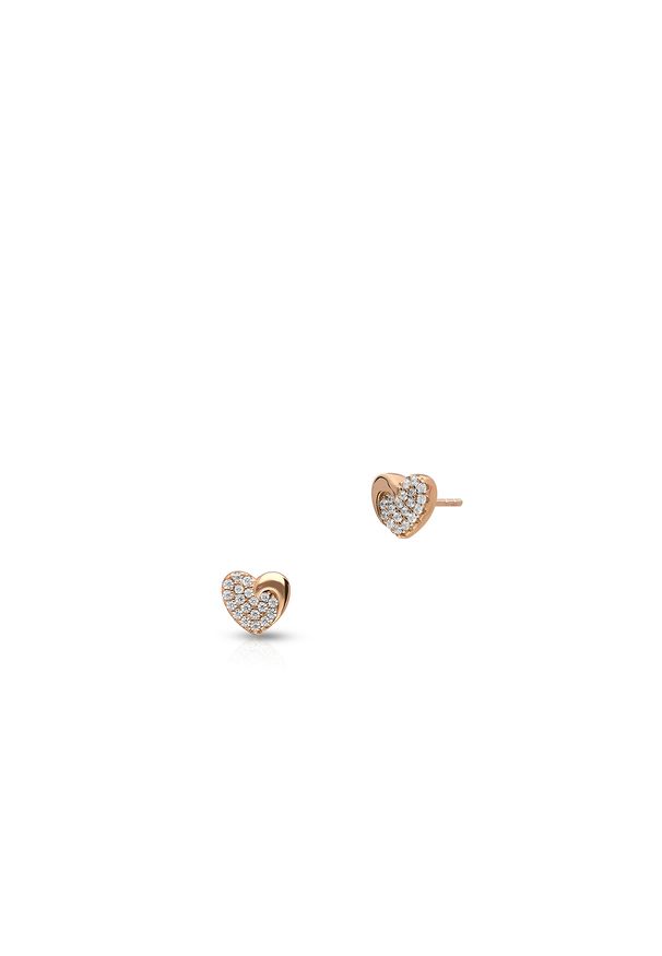 W.KRUK - Kolczyki srebrne pozłacane serca z cyrkoniami. Materiał: pozłacane, srebrne. Kolor: srebrny. Wzór: aplikacja. Kamień szlachetny: cyrkonia