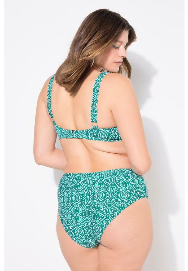 ULLA POPKEN - Damskie Figi od bikini figi wysoki stan nadruk ikatowy. Stan: podwyższony. Kolekcja: plus size. Kolor: zielony. Materiał: poliester, elastan, poliamid, materiał. Wzór: nadruk