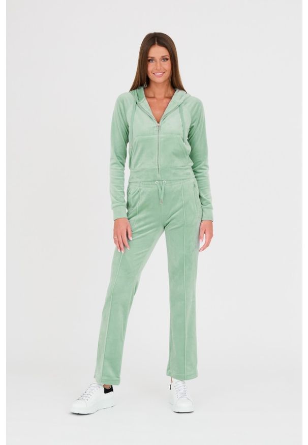 Juicy Couture - JUICY COUTURE Seledynowa damska bluza Madison, Rozmiar XL. Typ kołnierza: kaptur. Kolor: niebieski