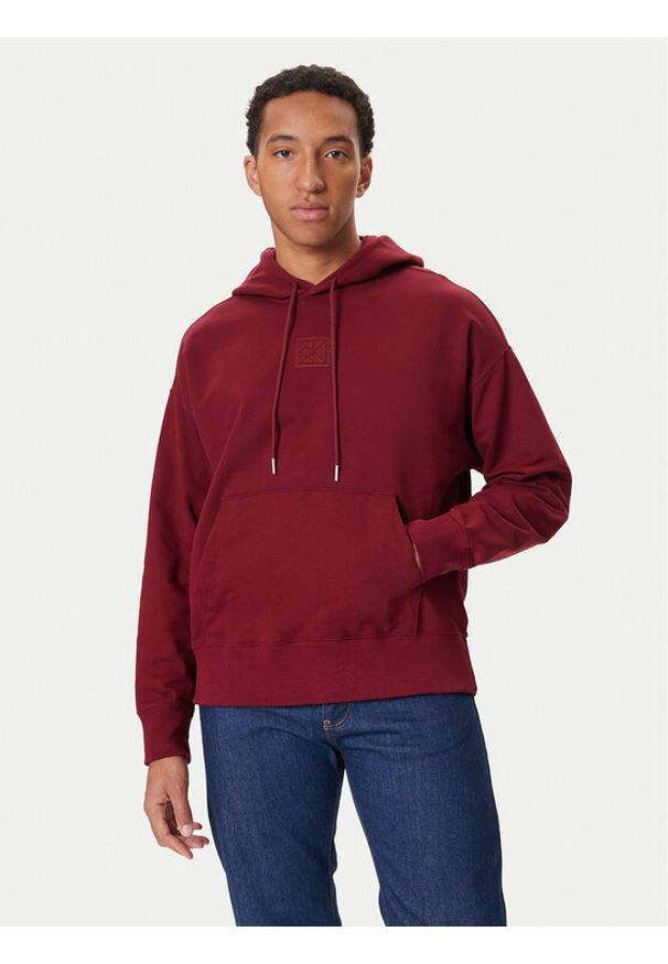 Calvin Klein Bluza LV14LD225G Bordowy Regular Fit. Kolor: czerwony. Materiał: bawełna