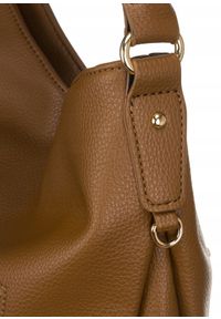 DAVID JONES - Duża shopperka David Jones CM6763 brązowa. Kolor: brązowy. Wzór: aplikacja. Materiał: skórzane