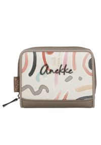 Portfel damski Anekke, z efektownym nadrukiem i metalowym logo zapinany na suwak wyposażony w przegrody na karty kieszeń na monety, brązowy, 42749-90. Kolor: brązowy. Wzór: nadruk #6