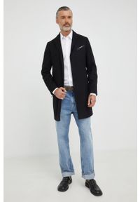 Karl Lagerfeld płaszcz wełniany 523799.455082 kolor czarny przejściowy. Kolor: czarny. Materiał: wełna. Styl: klasyczny #6