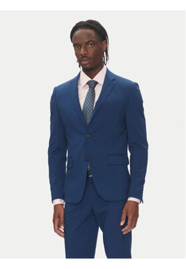 Lindbergh Garnitur 30-61040 Niebieski Slim Fit. Kolor: niebieski. Materiał: syntetyk, wiskoza