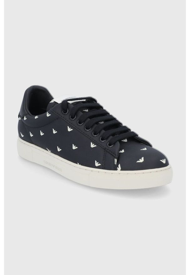 Emporio Armani - Buty skórzane. Nosek buta: okrągły. Zapięcie: sznurówki. Kolor: czarny. Materiał: skóra