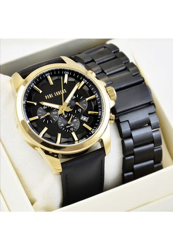 Zegarek Paul Lorens Zegarek męski MAKALU PL20010A-1A2 z dwoma paskami