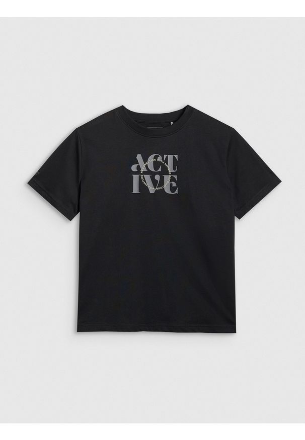 4f - 4F T-shirt z nadrukiem damski - czarny XS. Okazja: na co dzień. Kolor: czarny. Materiał: bawełna, jersey. Długość rękawa: krótki rękaw. Długość: krótkie. Wzór: nadruk. Styl: klasyczny, sportowy, casual