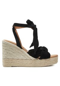 Manebi Espadryle Hamptons Wedge Espadrilles With Knot K 1.0 WS Czarny. Kolor: czarny. Materiał: zamsz, skóra