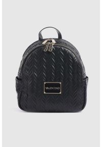 Valentino by Mario Valentino - VALENTINO Tłoczony czarny plecak z logo sunny re backpack. Kolor: czarny