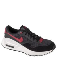 Buty sportowe Sneakersy unisex, Nike Air Max System GS. Kolor: czarny. Materiał: guma, tkanina, skóra, materiał, syntetyk. Model: Nike Air Max. Sport: turystyka piesza